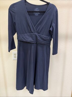 Patagonia Organic Cotton Wrap Style Midi Dress in Black Size Medium